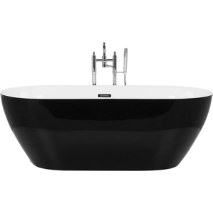 Beliani Freestanding Bath Glossy Black Sanitary Acrylic Single 170 x 80 cm Oval Modern Design Material:Acrylic Size:x59x80