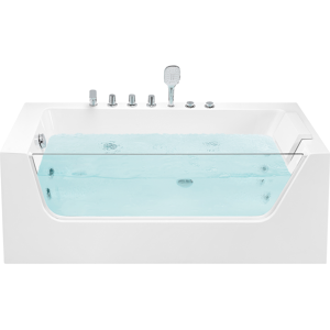 Beliani Corner Whirlpool Bath White Sanitary Acrylic Right Hand 170 x 80 cm tempered glass panel Material:Acrylic Size:x58x80