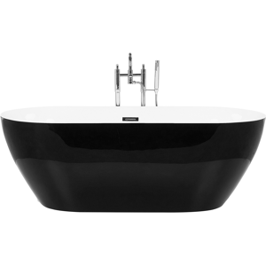 Beliani Freestanding Bath Glossy Black Sanitary Acrylic Single 160 x 75 cm Oval Modern Design Material:Acrylic Size:x58x75