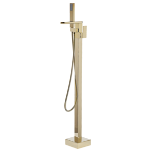 Beliani Bath Mixer Tap Gold Chrome Freestanding 118 cm Modern Bathroom Accessories  Material:Brass Size:19x118x15