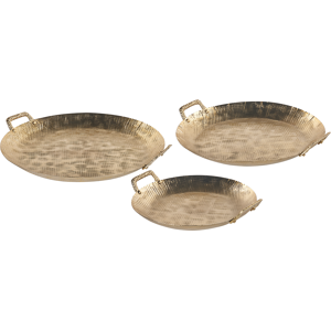 Beliani Set of 3 Decorative Trays Gold Metal  Trinket Jewellery Round Dish Textured Glamour Home Accessory Material:Iron Size:35/42/47x4/4/4x40/45/52