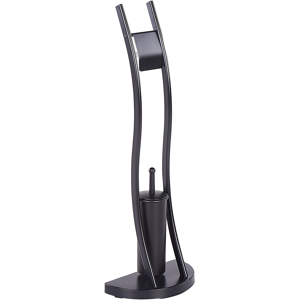 Beliani Toilet Paper and Brush Holder Black Steel Matt Powder Coated Freestanding Modern Bathroom Accessories Material:Steel Size:18x92x33