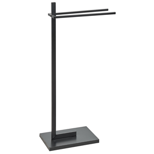 Beliani Towel Stand Black Steel 2 Rails Bathroom Accessories Standing Towel Rack Modern Design Material:Steel Size:20x86x45