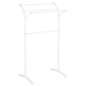 Beliani Towel Stand White Steel Powder Coated 3 Rails Standing Towel Rack Modern Bathroom Accessories Material:Steel Size:37x91x51