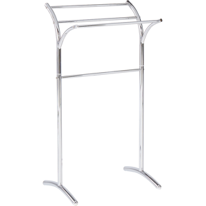 Beliani Towel Stand Silver Steel Glossy 3 Rails Standing Towel Rack Modern Bathroom Accessories Material:Steel Size:37x91x51