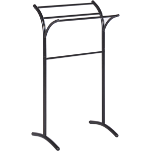 Beliani Towel Stand Black Steel Matt Powder Coated 3 Rails Standing Towel Rack Modern Bathroom Accessories Material:Steel Size:37x91x51