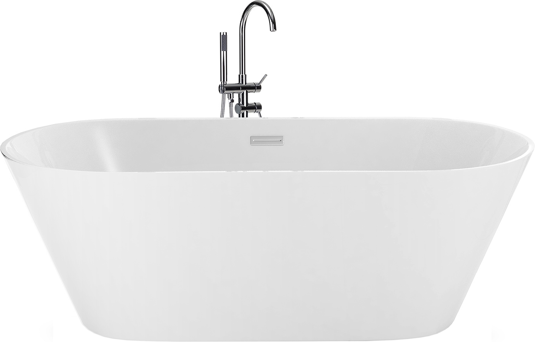 Beliani Freestanding Bath White Sanitary Acrylic Single 170 x 80 cm Oval Modern Design