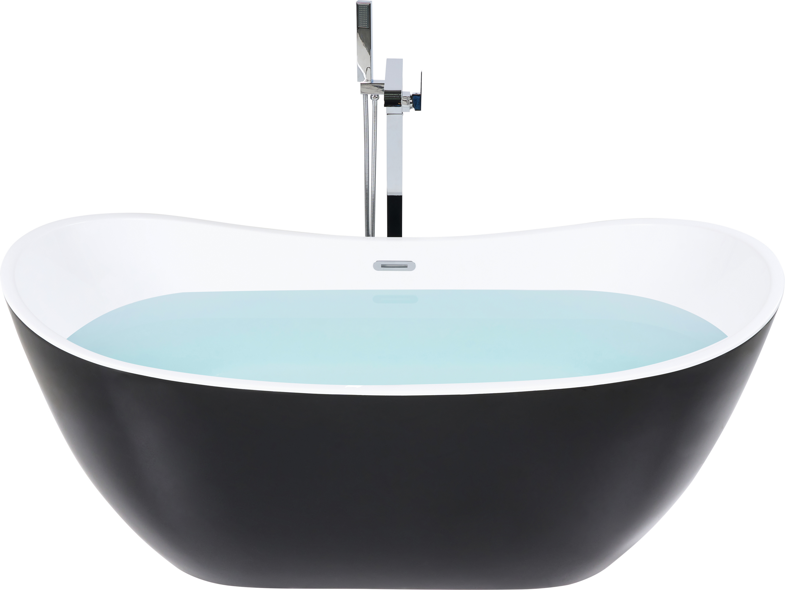 Beliani Bath Black with Silver Sanitary Acrylic Single 170 x 77 cm Freestanding Modern