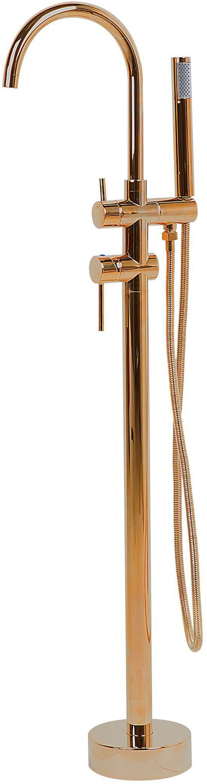 Beliani Bathtub Faucet Copper Colour Chrome Freestanding 119 cm with Hand Shower Modern