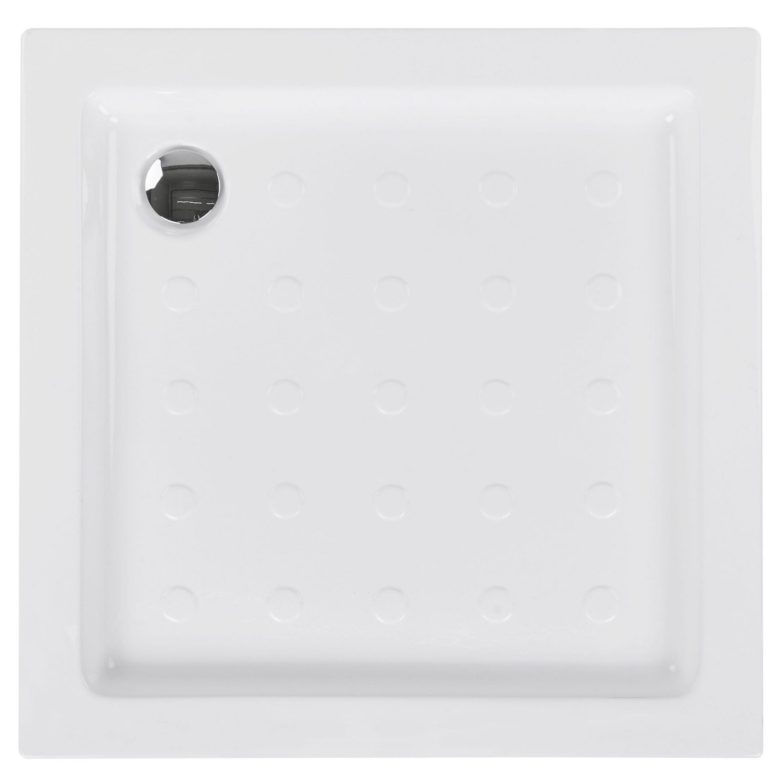 Beliani Shower Tray with Drain White Acrylic with ABS 80 x 80 x 7 cm Minimalist Anti-Slip