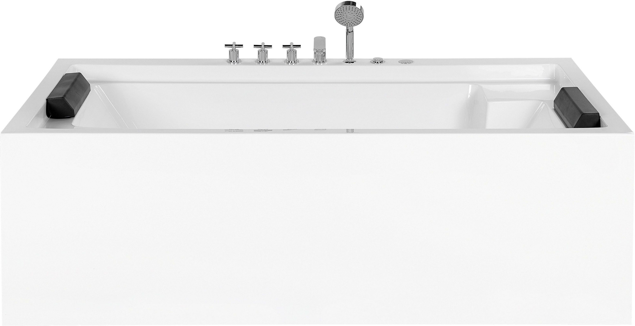 Beliani Whirlpool Bath White with Silver Sanitary Acrylic For Two 180 x 110 cm Freestanding Modern