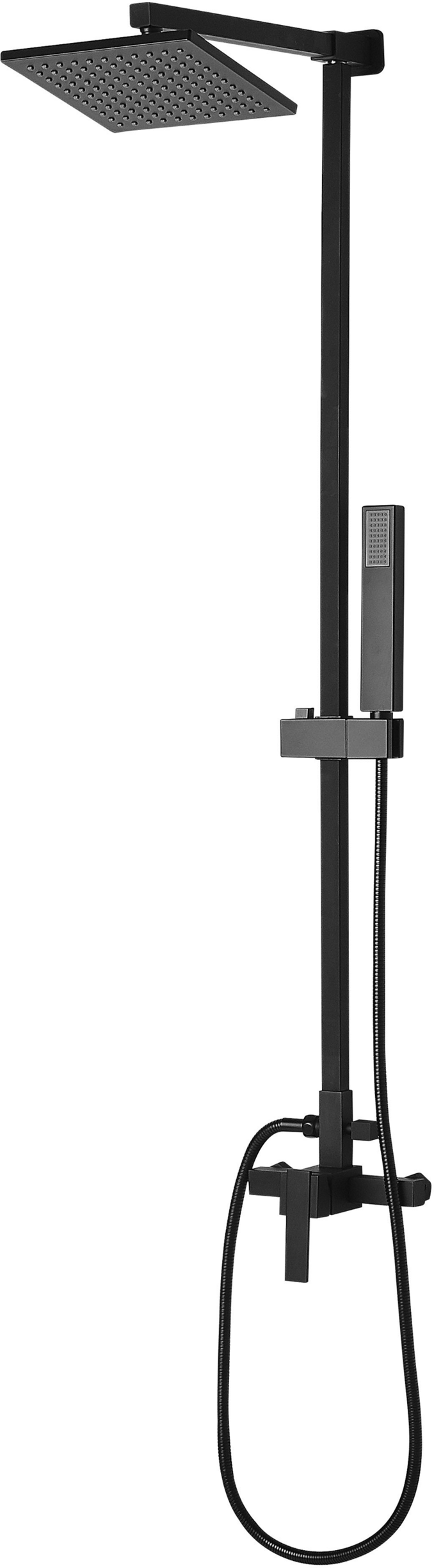 Beliani Modern Mixer Set Matt Black Brass Rainfall Hand Shower Wall Mounted