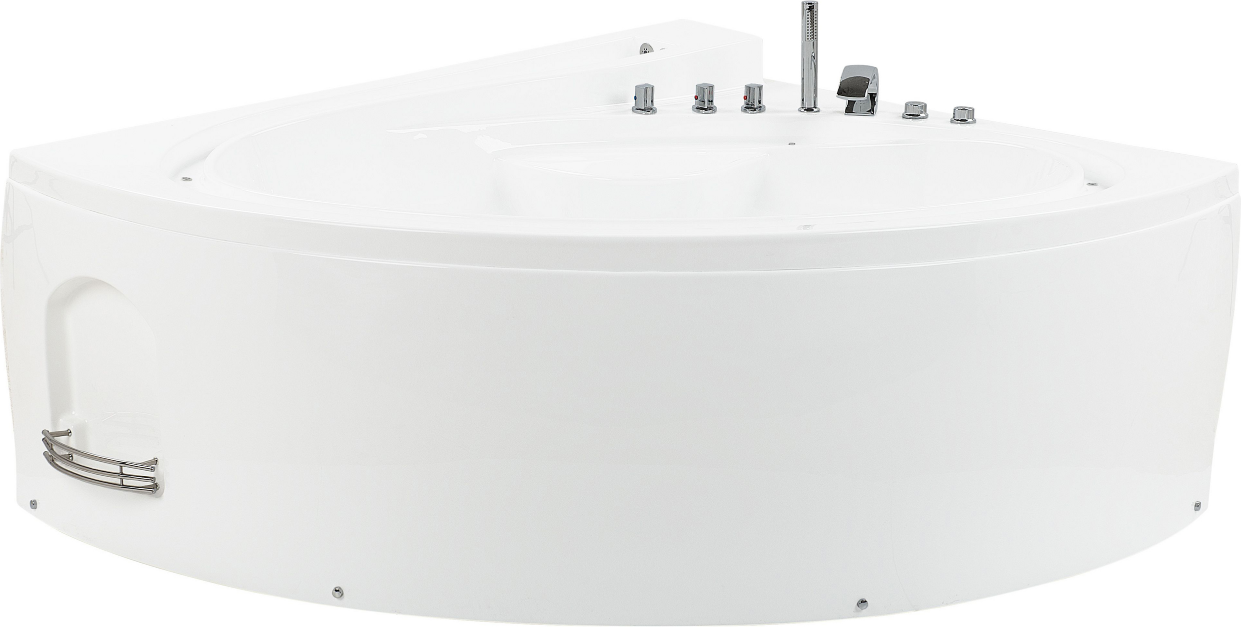 Beliani Whirlpool Bath White Sanitary Acrylic LED Illumination Double 206 x 164 cm Oval Modern Design