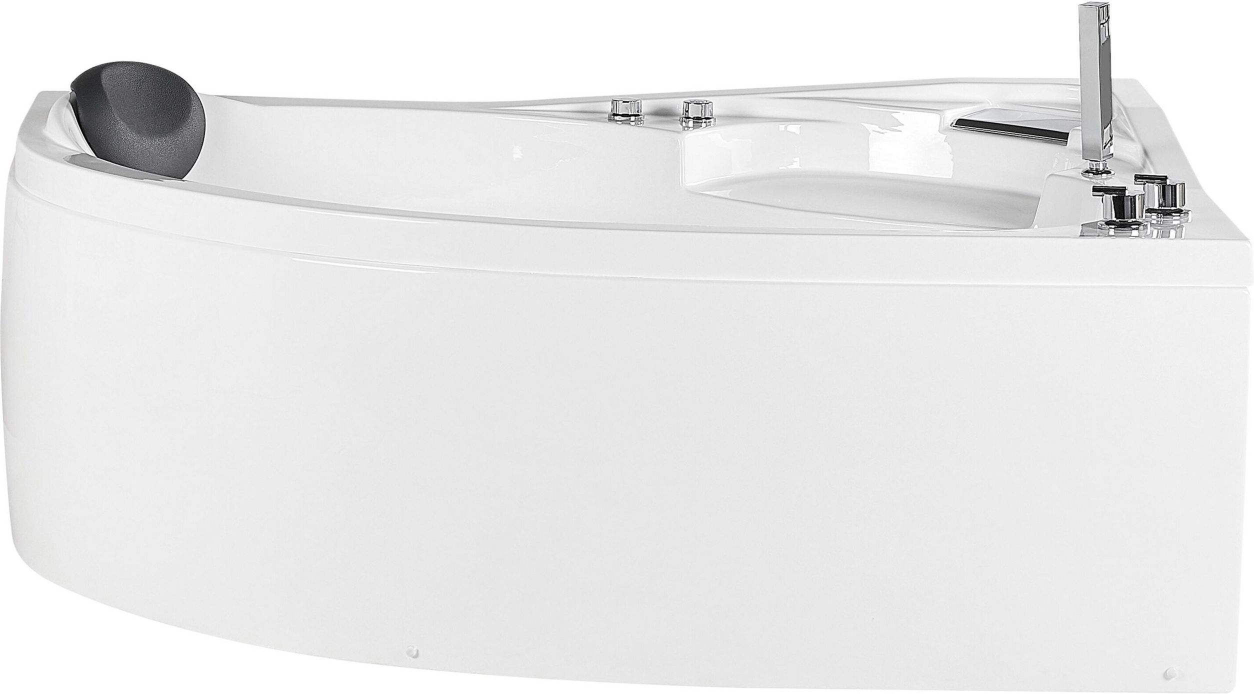 Beliani Left Corner Whirlpool Bath White Acrylic with LED Lights Hydromassage Shower Head Headrest