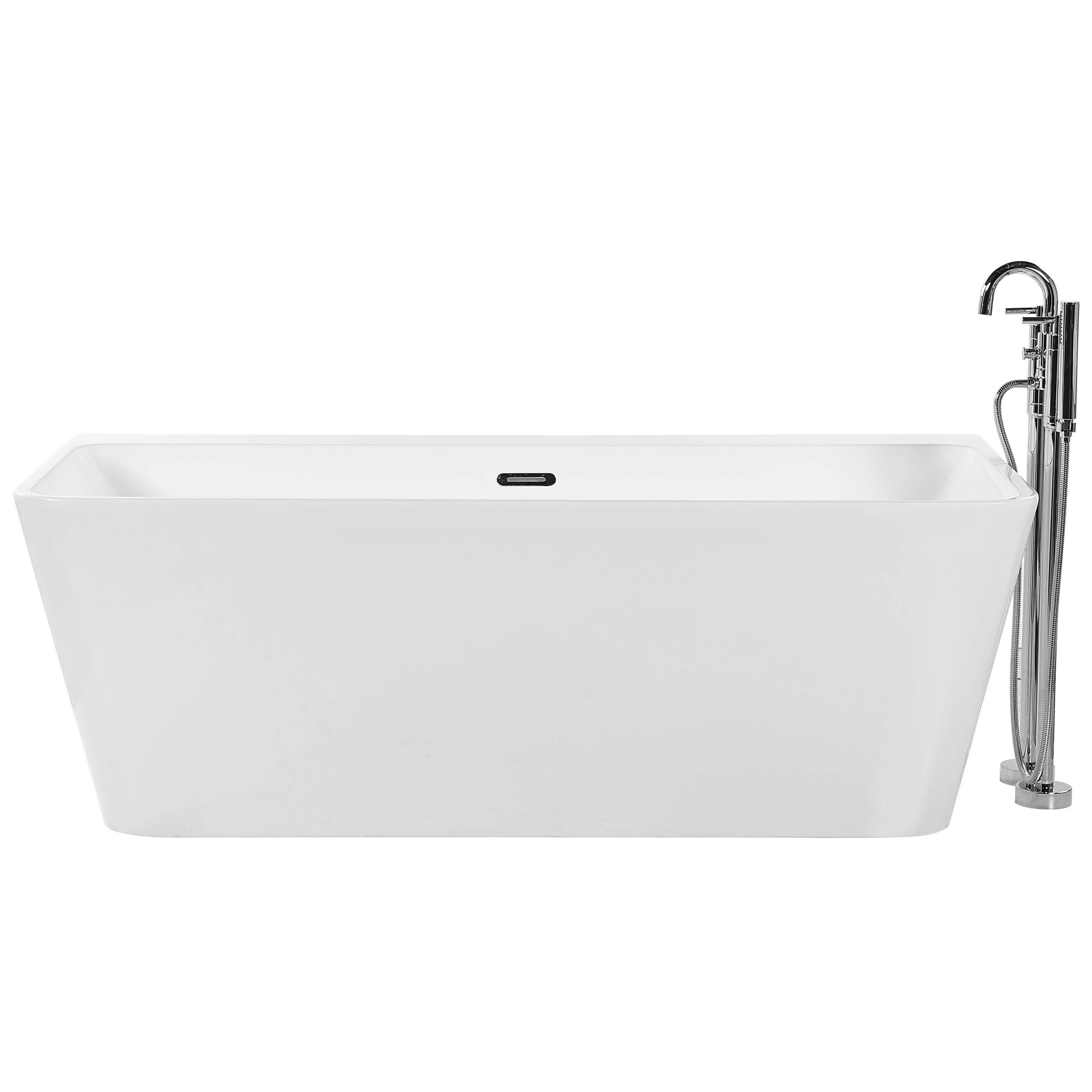 Beliani Freestanding Bath White Sanitary Acrylic Oval Single 170 x 80 cm Minimalist Design
