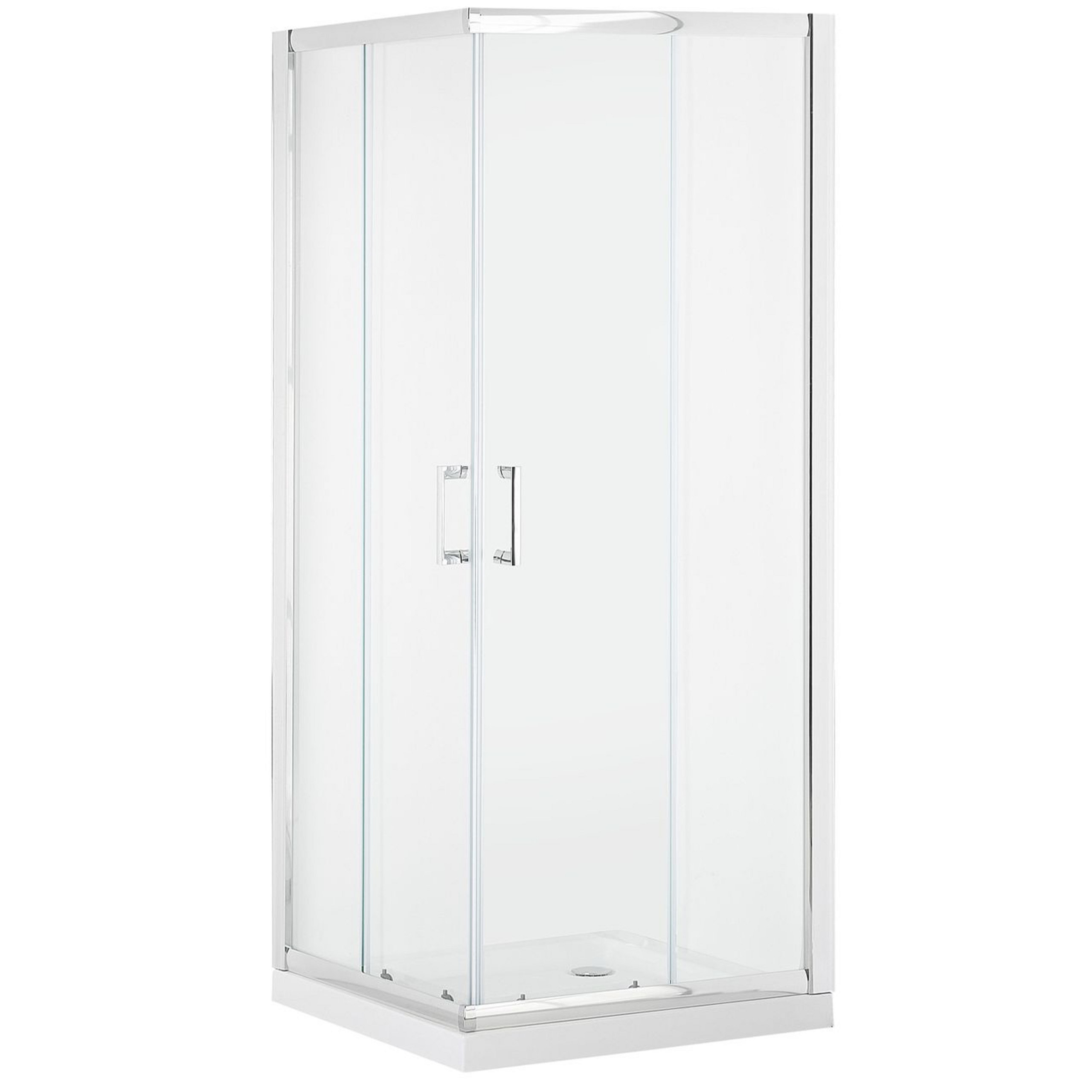 Beliani Shower Enclosure Silver Tempered Glass Aluminum Frame Double Door 90x90x185cm Modern Design