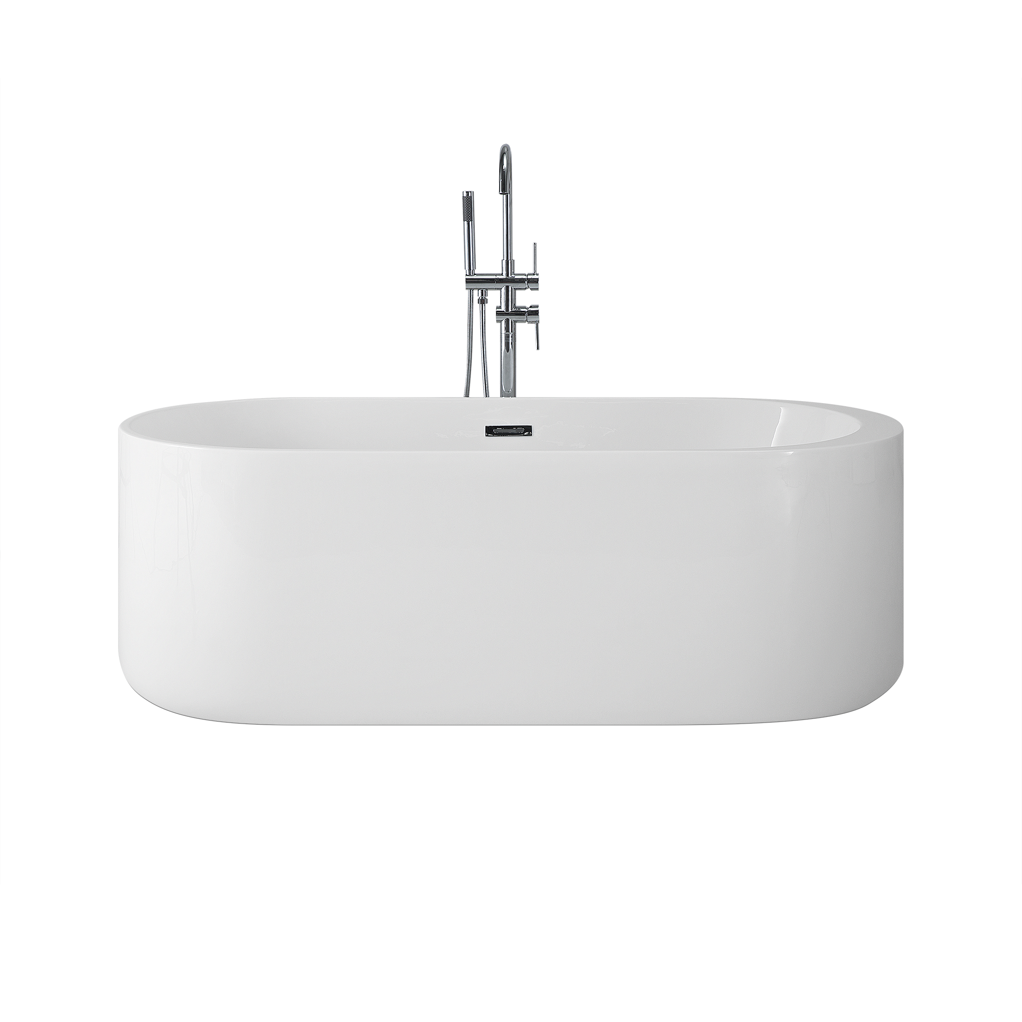 Beliani Freestanding Bath White Sanitary Acrylic Single 160 x 80 cm Oval Modern Style
