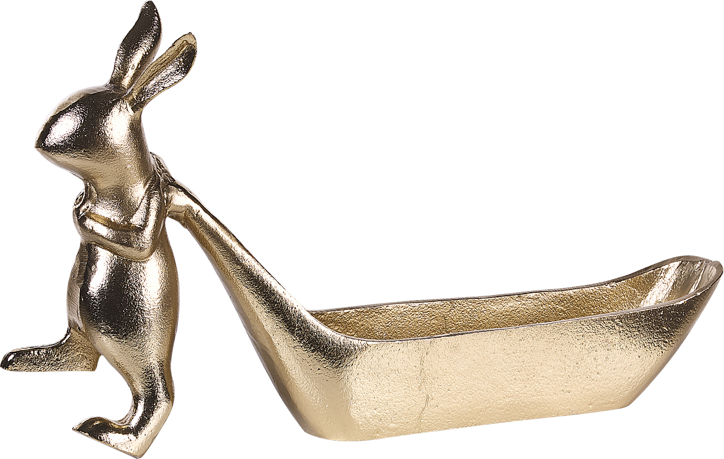 Beliani Trinket Dish Gold Metal Jewellery Ring Holder Tray Seasonal Easter Bunny Motif Decor Material:Aluminium Size:7x21x39