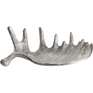 Beliani Trinket Dish Silver Metal Jewellery Ring Holder Tray Moose Antler Motif Decor Material:Aluminium Size:19x10x35