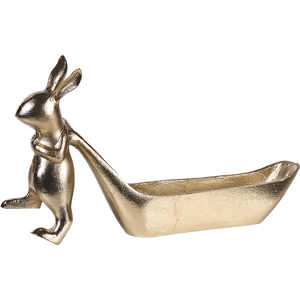 Beliani Trinket Dish Gold Metal Jewellery Ring Holder Tray Seasonal Easter Bunny Motif Decor Material:Aluminium Size:7x21x39