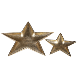 Beliani Trinket Dish Set Gold Metal 2 Jewellery Ring Holder Tray Star Motif Decor Material:Aluminium Size:22/37x3/4x22/37