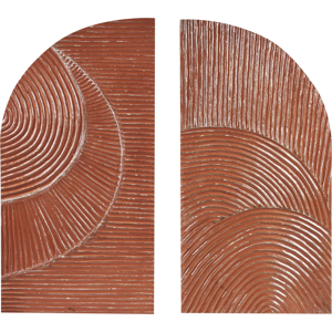 Beliani Wall Décor Window Shaped Red MDF Carved Pattern Modern Minimalist  Material:MDF Size:2x80x40