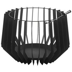 Beliani Fire Pit Black Steel Small Round Open Frame Charcoal BBQ with Accessories Material:Steel Size:53x40x53