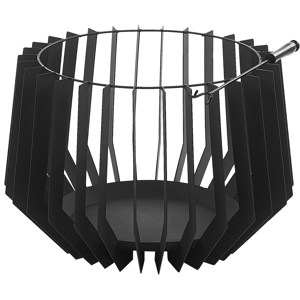 Beliani Fire Pit Black Steel Small Round Open Frame Charcoal BBQ with Accessories Material:Steel Size:53x40x53