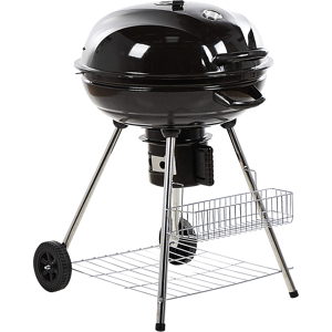 Beliani Kettle Charcoal BBQ Grill Black Steel with Lid Wheeled Cooking Grate Shelf Thermometer Material:Steel Size:58x92x59