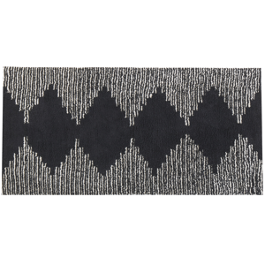 Beliani Area Rug Black and White Cotton 80 x 150 cm Scandinavian Geometric Pattern Rectangular Material:Cotton Size:xx80