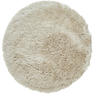 Beliani Shaggy Area Rug High-Pile Carpet Solid Beige Polyester Round 140 cm Material:Polyester Size:xx140