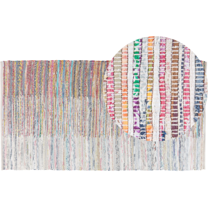 Beliani Area Rag Rug Multicolour Stripes Cotton 80 x 150 cm Rectangular Hand Woven Material:Cotton Size:xx80