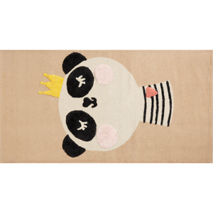 Beliani Area Rug Beige Cotton Polyester 80 x 150 cm Panda Print Low Pile Runner for Children Playroom  Material:Cotton Size:xx80