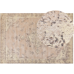 Beliani Area Rug Beige Cotton Polyester 160 x 230 cm Oriental Pattern Distressed Vintage Home Decor Material:Cotton Size:xx160