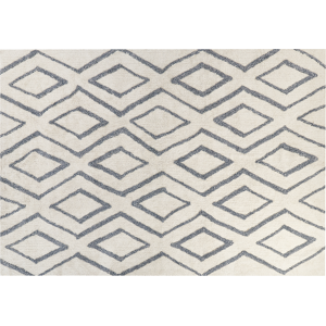 Beliani Area Rug White and Blue Cotton 160 x 230 cm Geometric Pattern Rectangular Hand Woven Modern Design Material:Cotton Size:xx160