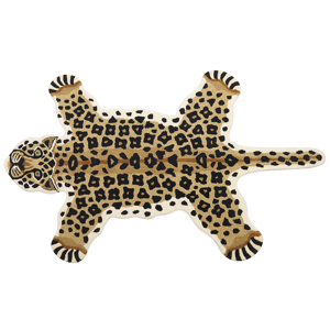 Beliani Kids Rug Beige Wool Cotton Backing 100 x 160 cm Playroom Mat Animal Leopard Print Kids Room Bedroom Material:Wool Size:xx100