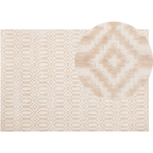 Beliani Rug Beige Viscose 140 x 200 cm Geometric Pattern Hand Woven Flatweave Material:Viscose Size:xx140