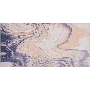 Beliani Area Rug Carpet Beige and Grey Polyester Fabric Abstract Pattern Rubber Coated Bottom 80 x 150 cm Material:Polyester Size:xx80