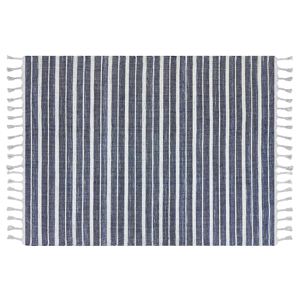 Beliani Area Rug Blue Fabric 140 x 200 cm Living Room Bedroom Stripe Pattern Modern Material:Synthetic Material Size:xx140