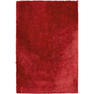 Beliani Shaggy Area Rug Red Cotton Polyester Blend 160 x 230 cm Fluffy Dense Pile  Material:Polyester Size:xx160