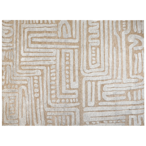 Beliani Area Rug Beige Polyester 300 x 400 cm Geometric Pattern Solid Colour Modern Minimalistic Living Room Rug Material:Polyester Size:xx300