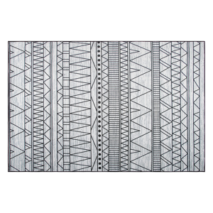 Beliani Rug Black and Grey Polyester 140 x 200 cm Low Pile Geometric Pattern  Material:Polyester Size:xx140