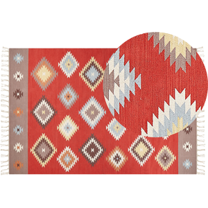 Beliani Kilim Area Rug Multicolour Cotton 200 x 300 cm Low Pile Geometric Pattern Rectangular Traditional Material:Cotton Size:xx200