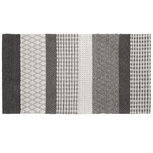 Beliani Area Rug Grey 80 x 150 cm Wool Living Room Home Office Patches Material:Wool Size:xx80