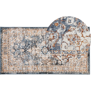 Beliani Area Rug Beige and Blue Polypropylene Polyester 80 x 150 cm Oriental Vintage Pattern Living Room Accessories Material:Polypropylene Size:xx80