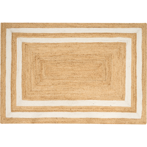 Beliani Area Rug Beige Jute 160 x 230 cm Braided Handmade Framed Pattern Natural Boho Style Textile Material:Jute Size:xx160