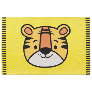 Beliani Area Rug Yellow Tiger Print 60 x 90 cm Low Pile Runner for Children Playroom  Material:Cotton Size:xx60