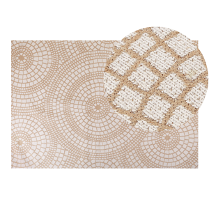 Beliani Area Rug Beige and White Jute 160 x 230 cm Rectangular with Geometric Pattern Flat Weave Boho Style Bedroom Living Room Material:Jute Size:xx160