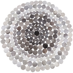 Beliani Round Rug Grey Leather ø 140 cm Handcrafted Contemporary Material:Cowhide Leather Size:xx140