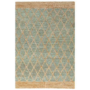 Beliani Area Rug Green and Beige Jute 160 x 230 cm Geometric Pattern Hand Woven Boho Living Room Bedroom Material:Jute Size:xx160